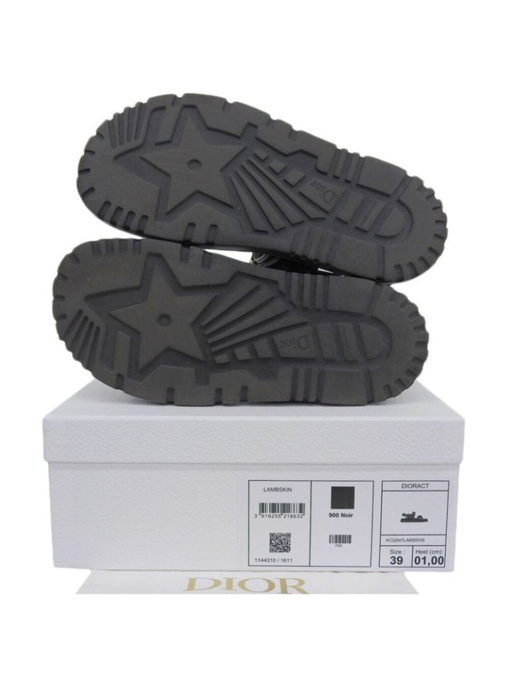 Dior Act Lambskin Metal Logo Back Strap Sandals Black Gold - Picture 2 of 6